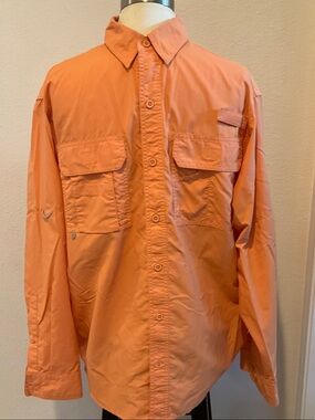 Bass pro shop Men’s  Lightweight Orange Shirt Jacket with Dual Chest Pocke